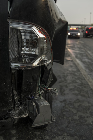 Accident of vehicle on the highway road の写真素材