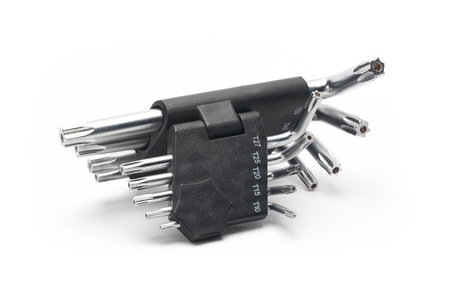 Hex Wrench key set in black socket isolated on white backgroundの写真素材