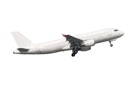 airplane A320-200 pure white body isolated take-offの写真素材