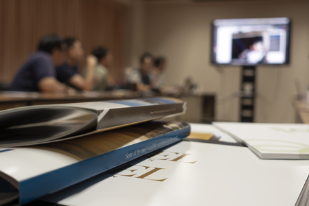 A meeting room with presentation shallow focusの写真素材