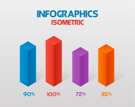 Modern isometric infographics element template. Vector illustration. can be used for workflow layout, diagram, banner, web design or presentationのイラスト素材