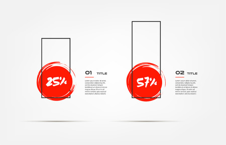 Watercolor, diagrame brush red infographics. Some of chart, graph, parts, processes. Vector business template for presentation. Can be used for workflow layout, banner, web designのイラスト素材