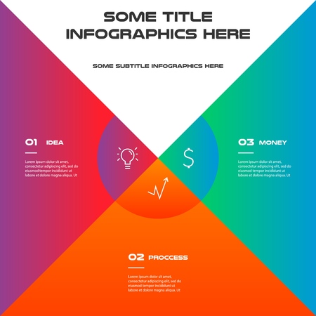 Icons infographics. Element of chart, graph, diagram with 3 options - parts, processes, timeline. Vector business template for presentation, workflow layout, annual reportの写真素材