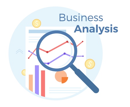 Financial Business analysis vector flat illustration. Concept of accounting, analysis, audit, financial report.のイラスト素材