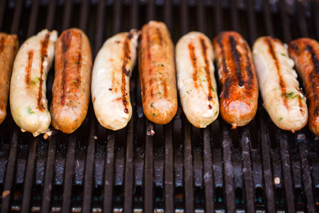 Barbecued beef and pork sausagesの写真素材