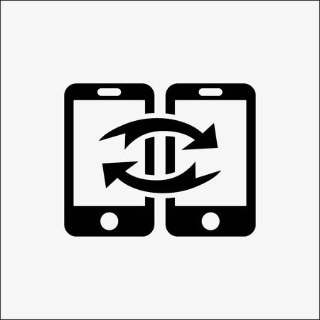 Communication and data transfer between two mobile phones icon stock vector illustration flat design styleのイラスト素材