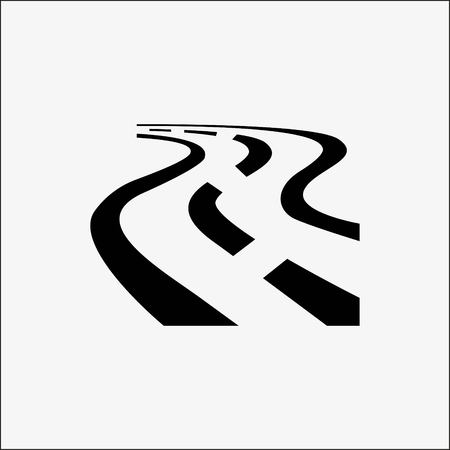 Winding asphalt road with markings leading into the distance on a white background vector iconのイラスト素材