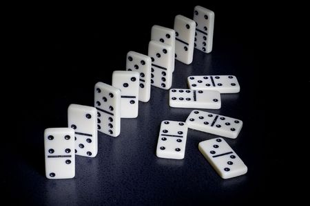 dominoes with the black backgroundの写真素材