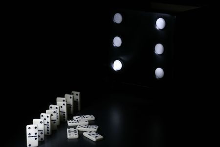 dominoes with the black backgroundの写真素材