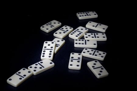 dominoes with the black backgroundの写真素材