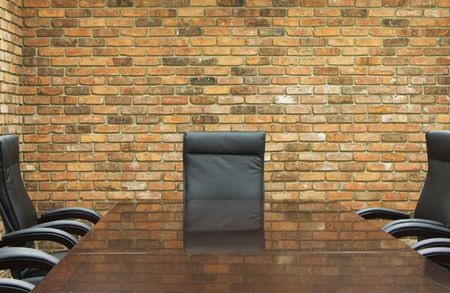 conference room with brick wallの写真素材