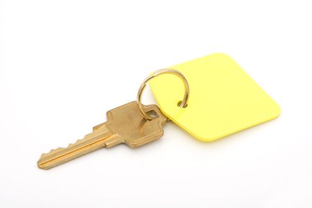 key and keychain isolated against white backgroundの写真素材