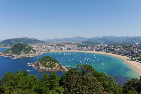 La Concha Beach from Mount Igeldo. Donostia-San Sebastian. Basque Country. Gipuzkoa. SPAIN.の写真素材