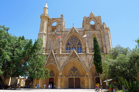 Lala Mustafa Pasha Mosque (formerly St. Nicholas Cathedral), Famagusta, Cyprus.のeditorial素材