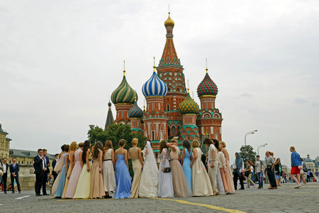 Wedding at St. Basil's Cathedral on Red square.のeditorial素材