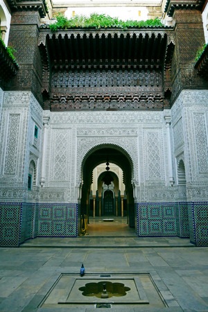 Traditional moroccan architecture on Mahkama du Pacha Palace in Casablanca, Morocco.のeditorial素材