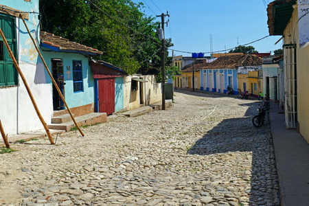 Colorful traditional houses in the colonial town of Trinidad in Cuba.の写真素材