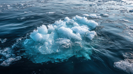 Arctic ice floes on blue ocean during winter.の素材
