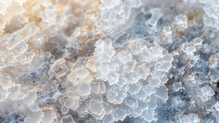 Macro view of salt formation showing mineral structure.の素材
