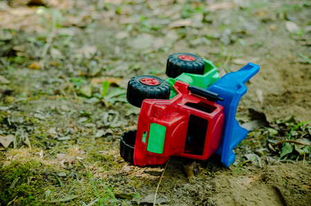 Accident, overturned truckの写真素材