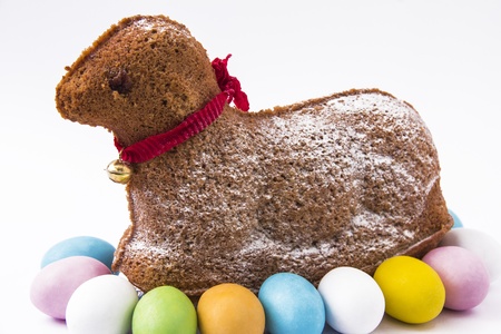 Easter Sugar Lamb with Eggsの写真素材