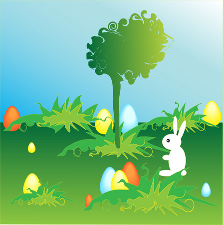 Easter Eggs with bunnyのイラスト素材