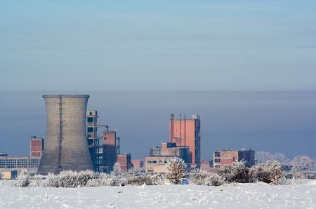Industrial landscape in a winter dayの写真素材