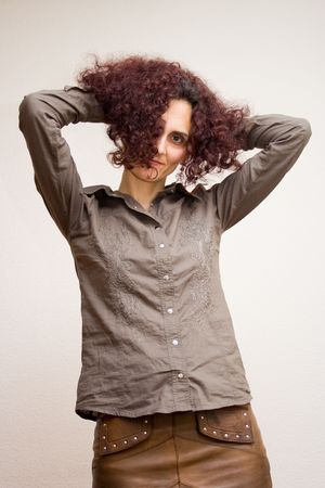 Portrait of a beautiful redhead woman posing
