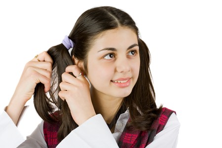 Young pretty girl isolated on white backgroundの写真素材