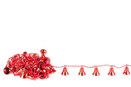 Red Christmas decorations isolated on white backgroundの写真素材