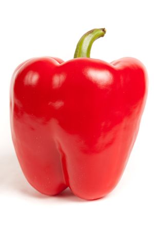 Close up of a red pepper isolated on white backgroundの写真素材