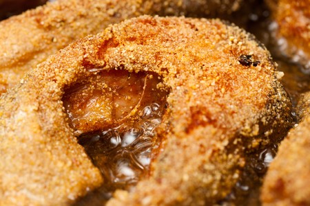 Delicious salmon fillets roasted in the frying panの写真素材