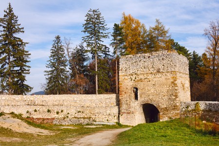 Rasnov fortress ruins in Romania from the 13th centuryの写真素材