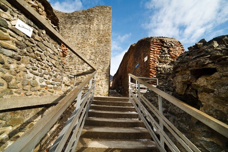 Landscape with Dracula's fortress at Poienari, Romaniaの写真素材