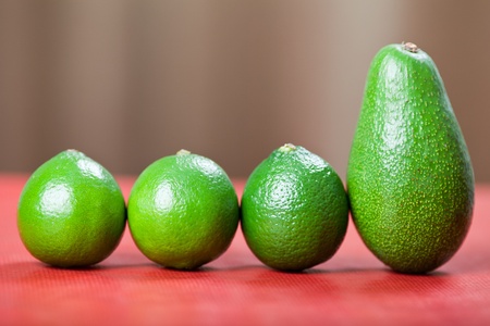 Group of limes and avocado, studio shotの写真素材