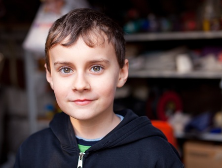 Closeup portrait of a beautiful caucasian boyの写真素材