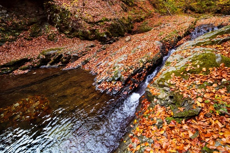 Rough mountain landscape with a creek flowing through a canyon