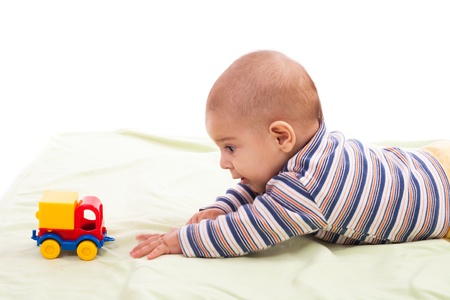 Studio portrait of a newborn caucasian boy