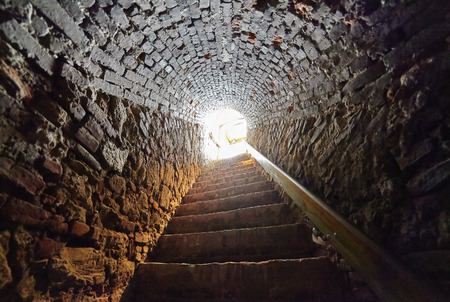 Old tunnel going through an ancient castle or fortress