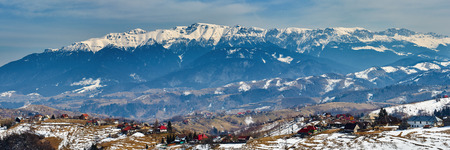 Panorama of Bucegi mountains in Romanian Carpathians in the spring