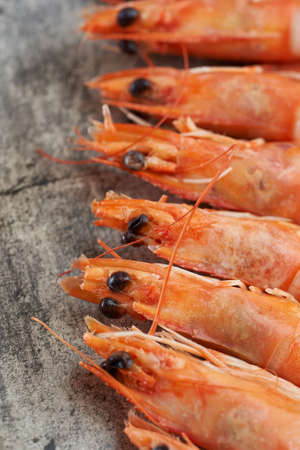 Closeup of raw red shrimps fresh from fish market