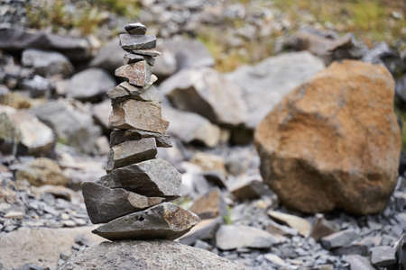 Zen stack of stones arranged in towerの写真素材