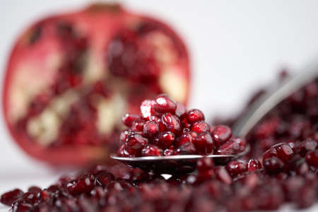 Macro of fresh pomegranate seeds in very close range