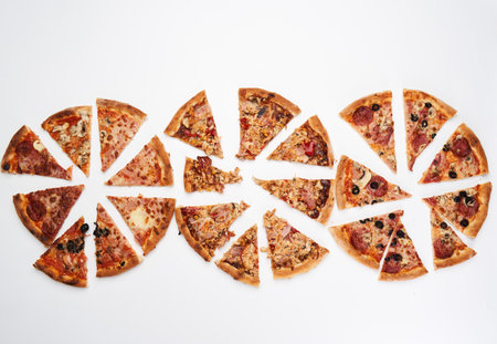 Freshly baked pizza isolated on white background