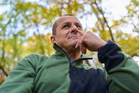 Closeup of an expressive mature man in his 50s, displaying various expressionsの写真素材