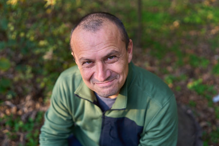Closeup of an expressive mature man in his 50s, displaying various expressionsの写真素材