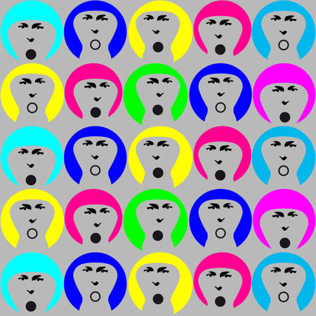 Seamless background with group of faces, CMYK colorのイラスト素材