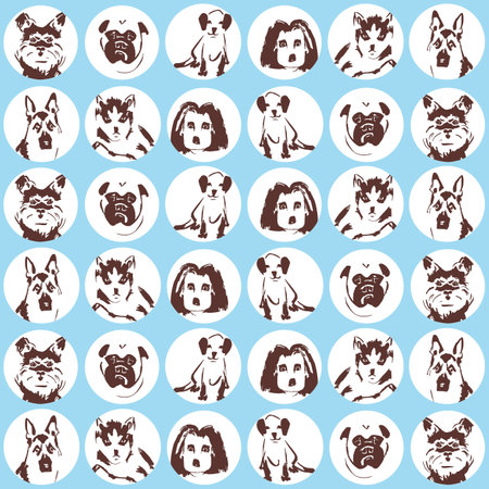 Seamless pattern with sketch dogのイラスト素材