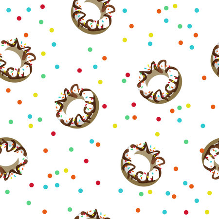 Food seamless pattern with sugar donutのイラスト素材
