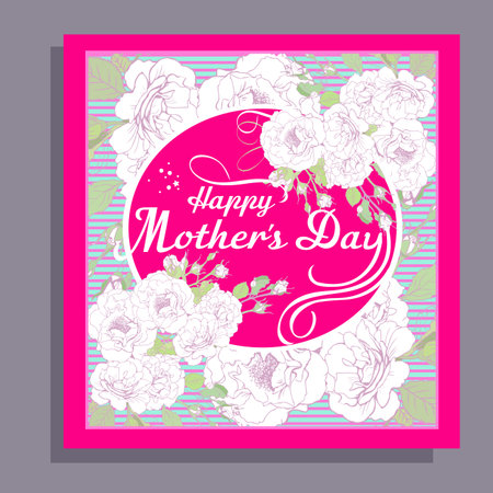 Mother day best wishes with flowers rosesのイラスト素材